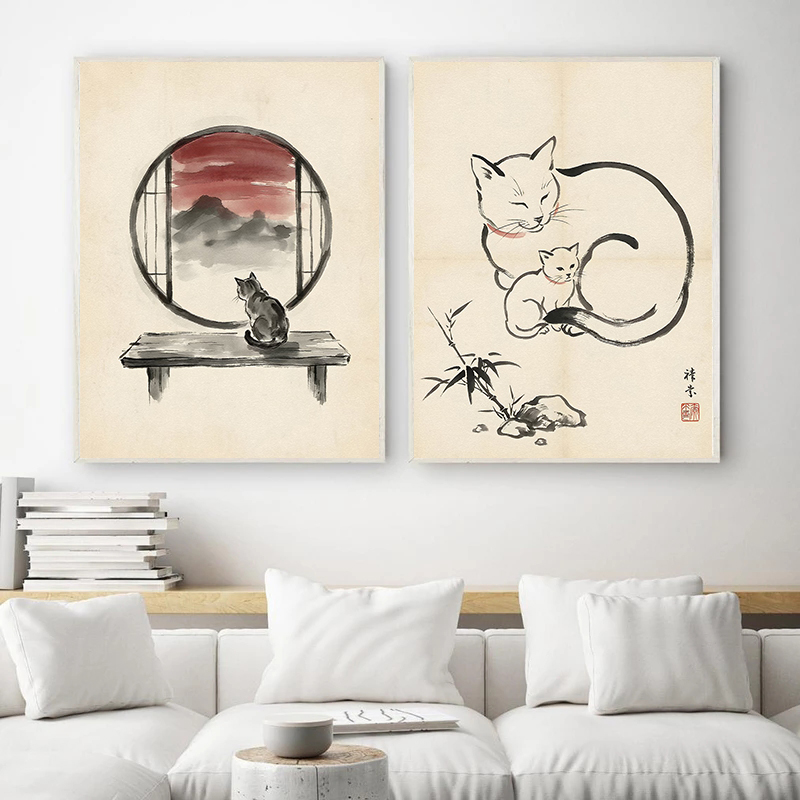 Pósteres de gatos japoneses du - Japanese Minimalism Lifestyle reseña y precio